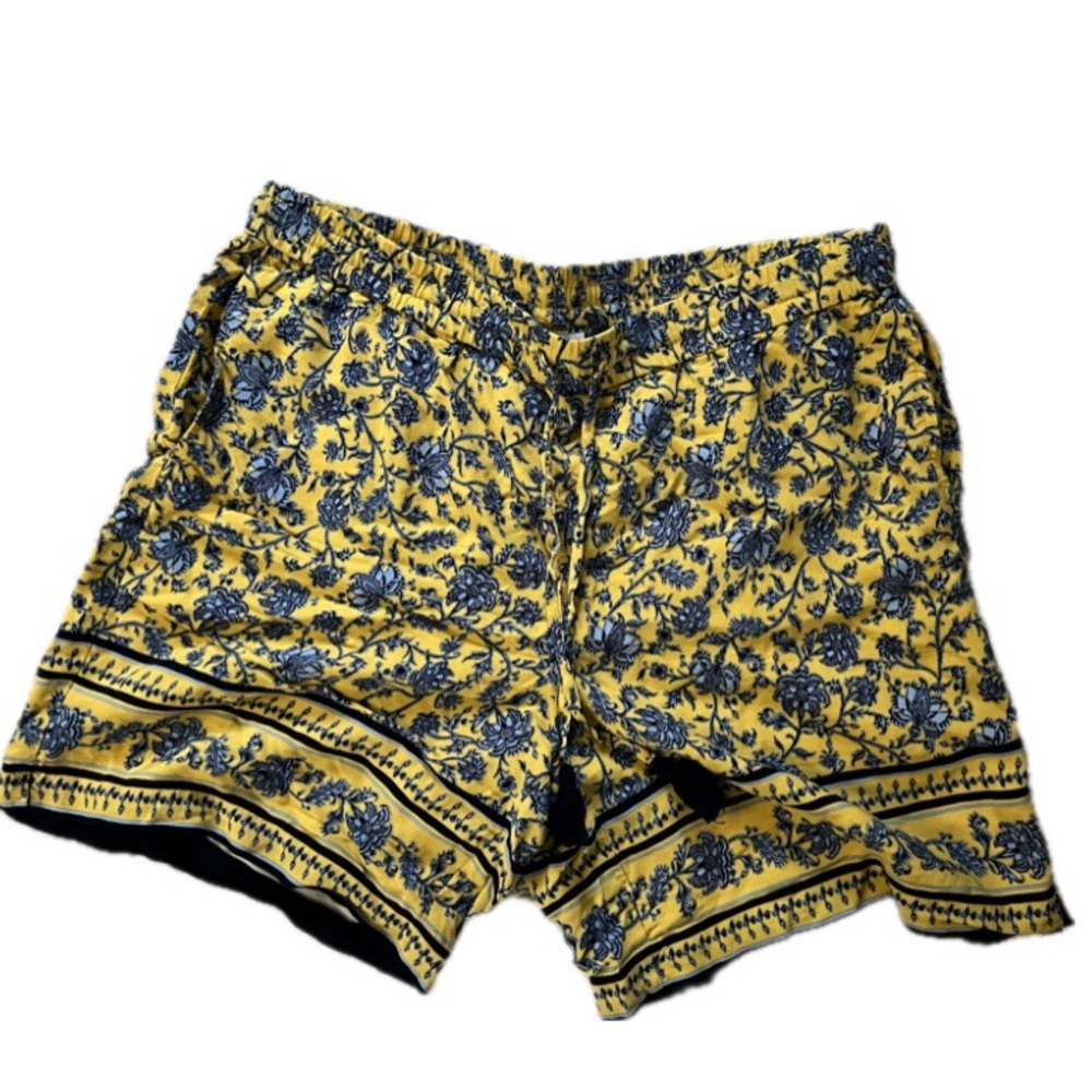 J Jill Yellow Floral Soft Shorts